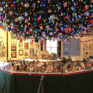 a ton of christmas ornaments and dicken villages on display at the cape may mac An Old Fashioned Christmas Exhibit