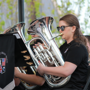 a female trombone player for the atlantic brass band