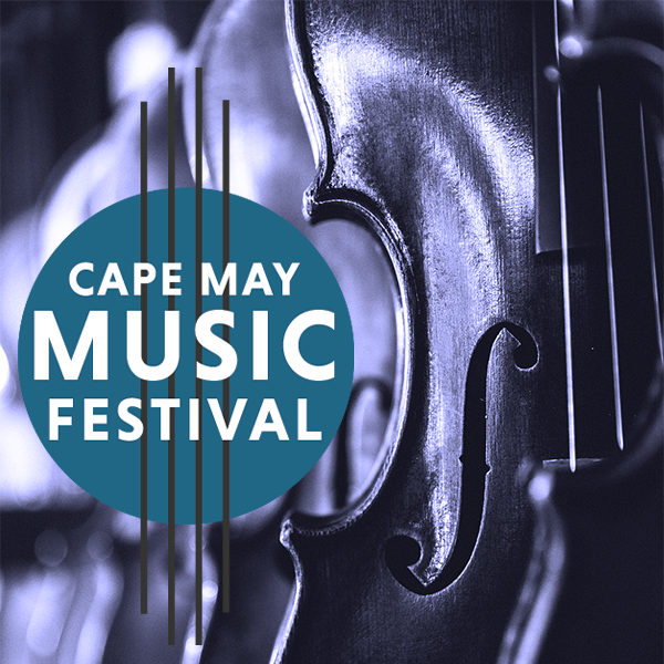 Cape May Music Festival Logo on an image of Violins