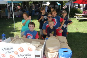 Boy scouts selling pretzels at the harvest brew fest in cape may new jersey