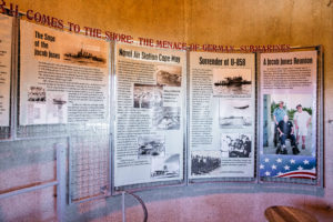 Images of an exhibit inside the World War II Lookout Tower in Cape May New Jersey for World War II Comes to the Shore: The Menace of German Submarines