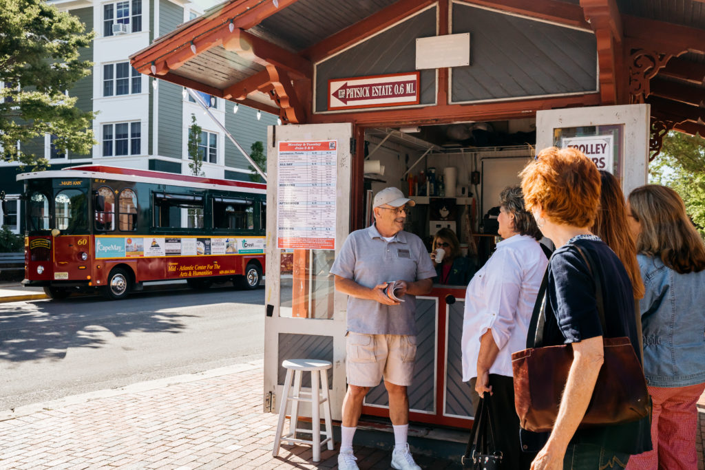 Washington Street Mall Info Booth and Cape May MAC Trolley