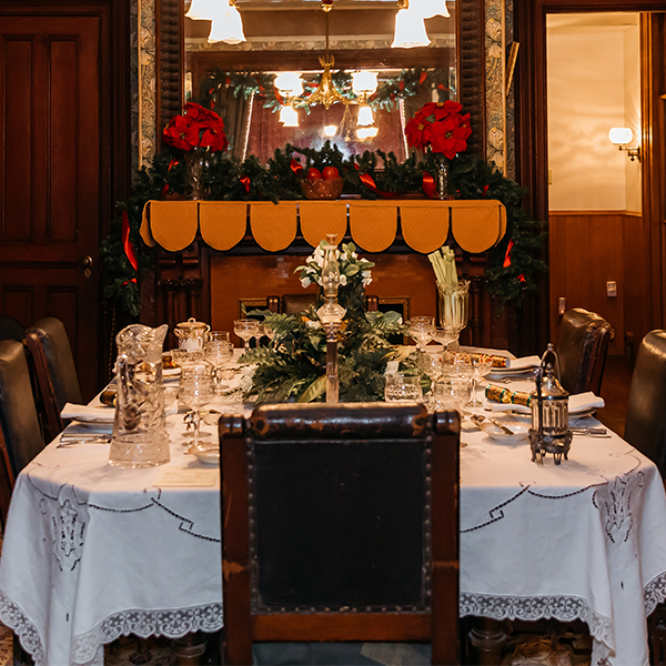 The cape may Emlen physick estate victorian house museum dining room decorated for christmas