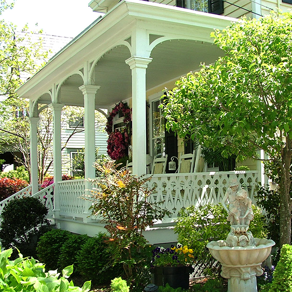 Victorian style porch located in cape may new jersey