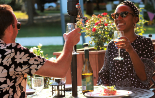 young couple drinking wine