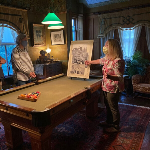 tour group in billiard room