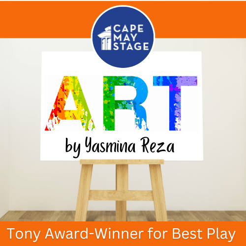 poster for cape may stage play called art with an easel